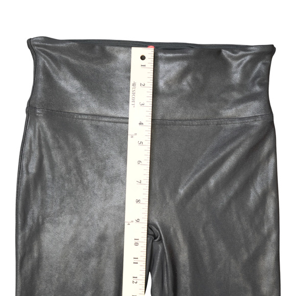Spanx High Waist Faux Leather Leggings Shiny Black Athleisure Pants Size L EUC - Picture 5 of 12